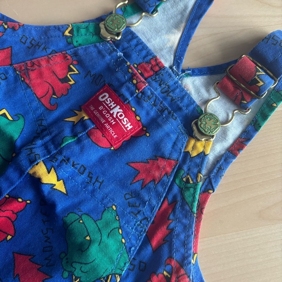 Vintage OshKosh B'gosh Blue Monster Print Kids bubble shortall. - Picture 5 of 7